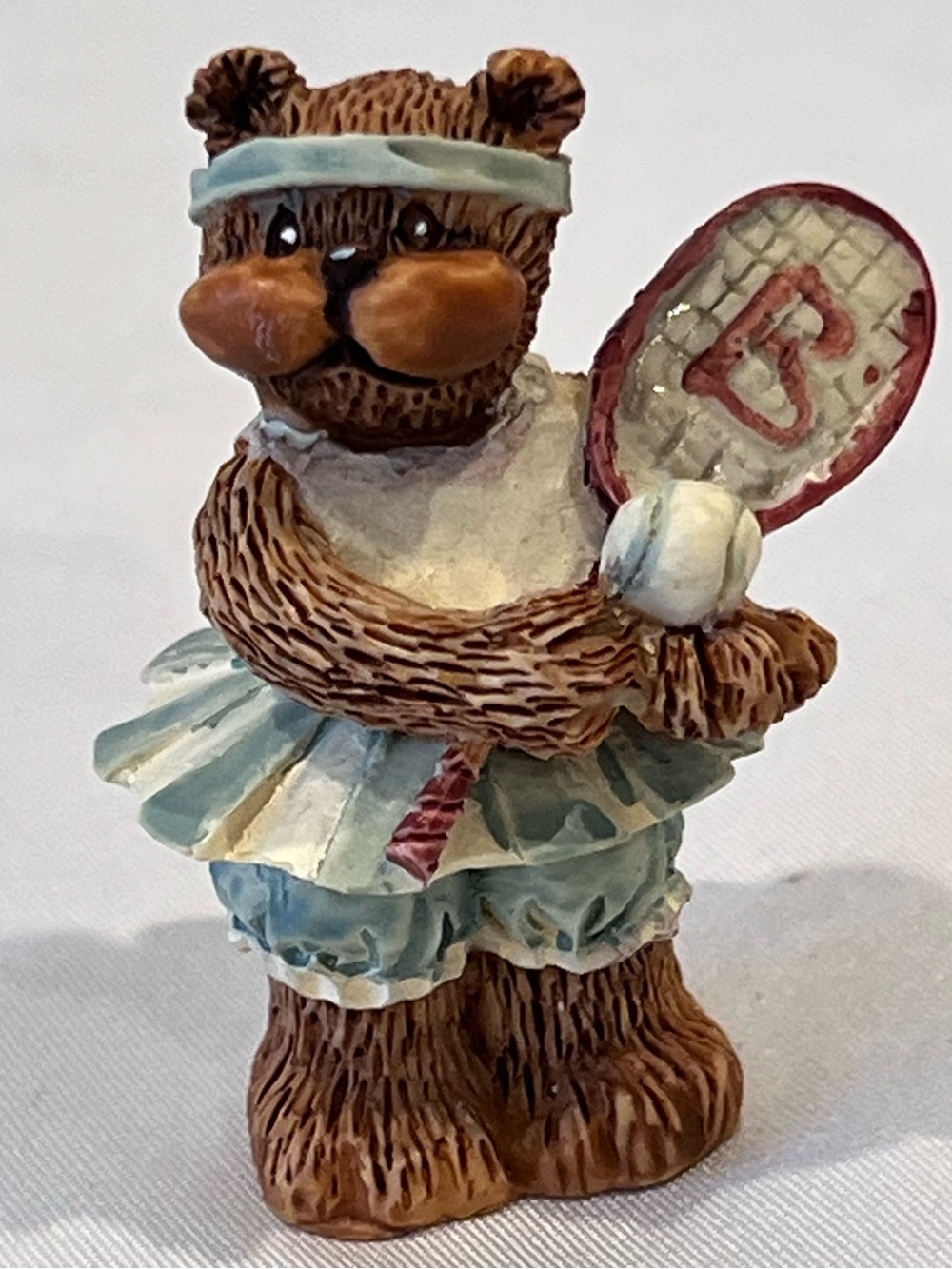 Vintage Teddy Bear Tennis Player Mini Figurine